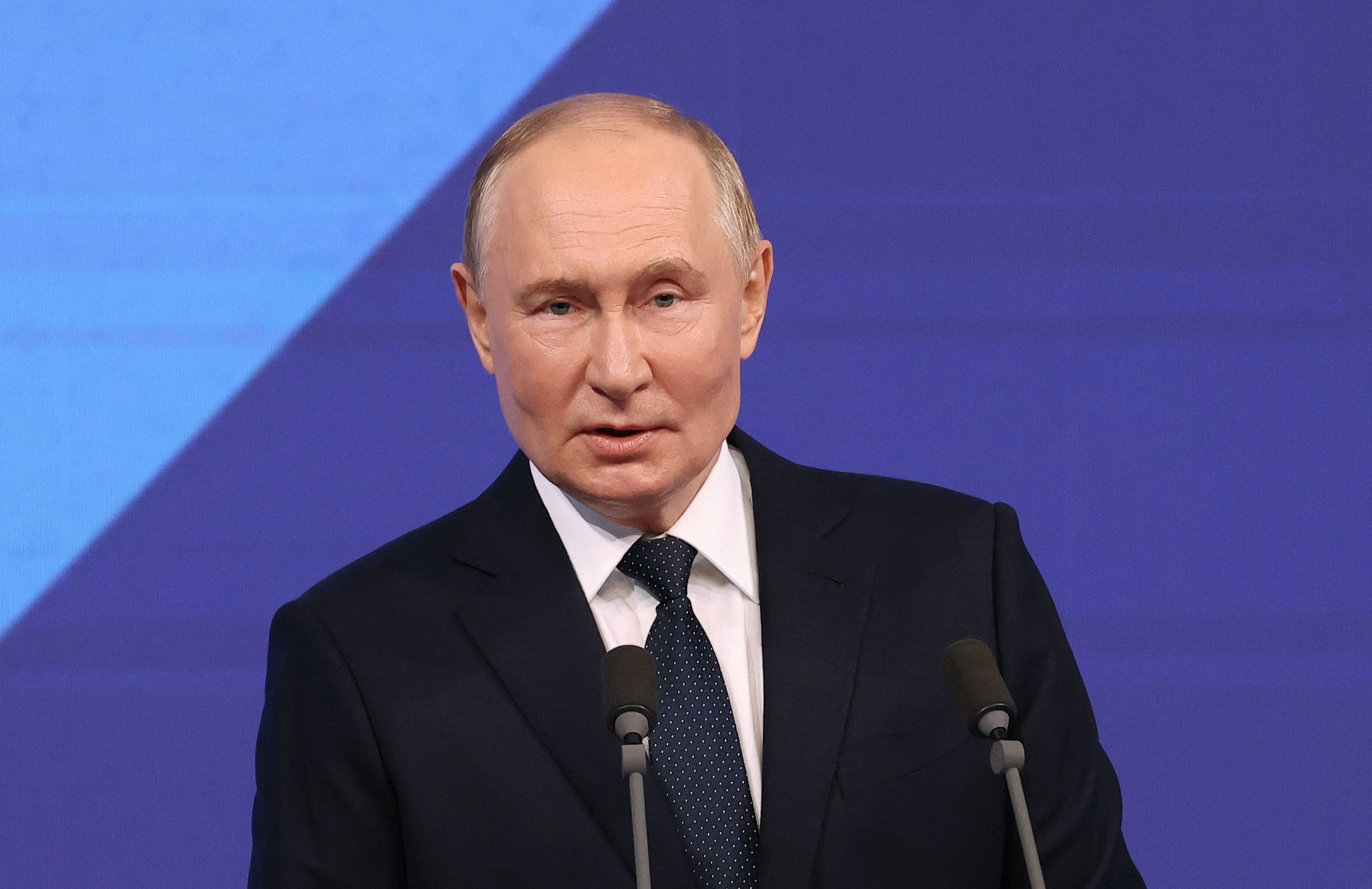 Imagem de Vladimir Putin durante a cúpula do BRICS